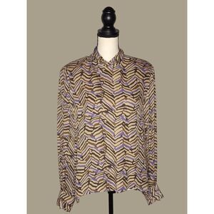 Carlisle Vintage 100% Silk Mock-neck Blouse with Back Buttons Size 12